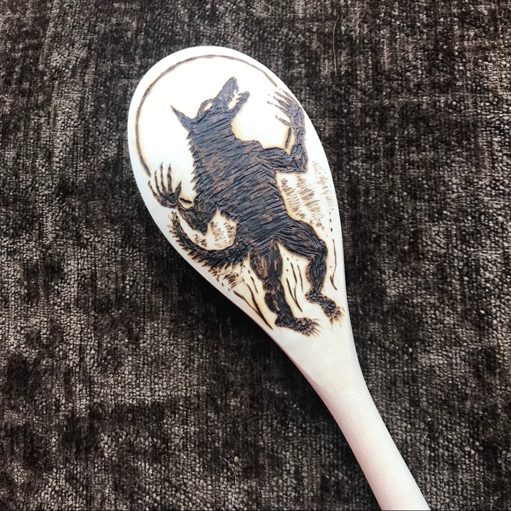 Warewolf Artisan burned wooden spoon hand crafted